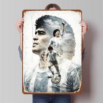 Diego Maradona koliažas skardos plakatas individualus sienos menas vintažiniai metaliniai ženklai retro skardinė plokštelė garažo dekoracijoms sienos dekoras 30X40CM white