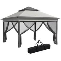 3 x 3(m) Pop Up Gazebo, Height Adjustable Instant Event Shelter with Netting and Carrying Bag, Grey 326 x 326 x 272 cm