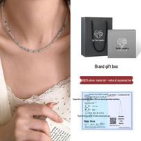 Elegant Aquamarine Choker: 925 Silver Luxury Necklace - Perfect Birthday Gift for Her