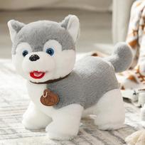 Mielas simuliacinis šuniuko lėlės pliušinis žaislas stovintis teddy šuo haskio lėlė vaikams raminanti skudurinė lėlė 25*30cm（0.2kg） brown