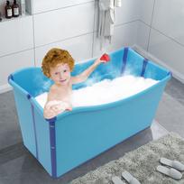 Large Foldable Bathtub, Collapsible Portable Tub for Adults & Travel, Deep Soak Spa for Relaxation, Compact Storage, Lightweight mėlyna