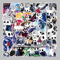 50Pcs/Set Hollow Knight Stickers Silksong Serise Skateboard Notebook Fridge Phone Guitar Luggage Decal Sticker Toy gray