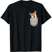Welsh Corgi Pembroke Chest Pocket for Dog Owners T-Shirt S juoda