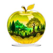2D Plokštūs Akriliniai Obuoliai Fantazijų Pasauliai Obuoliuose Ornamentas Stalo Dekoracija Obuoliai Svetainei Miegamajam Lentynai Spintelės Dekorui B yellow