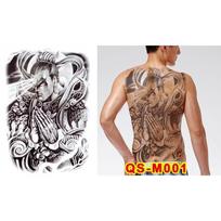 Water Transfer Printing Full Back Tattoo Sticker Buddha Pattern Angel Wings Cross Full Back Tattoo Patch Long Lasting Waterproof beige