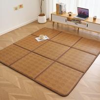 Sulankstomas rotango tatamio grindų kilimėlis - Vasarinis miego ir ropojimo kilimėlis su laikymo vieta 60x120cm (Two Sections) beige