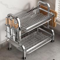 Dish Drying Rack Compact Kitchen Dish Rack Drainboard Set  Rust-Proof Dish Drainer with Utensil Holder gray