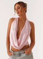 Women's Halter Sleeveless Crop Top Loose Fit Sexy Style Draped Deep V Sequin Backless Tie Back Club Camisole S