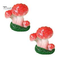 Terrarium Supplies 2 Pcs Mini Mushroom Figurines, Miniature Resin Figures Forest Theme Decor for Micro Landscape, Fairy Garden, Aquarium, Bonsai A red