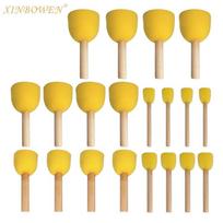 Vaikiškas medine rankena meno kempinių štampų rinkinys 1.5CM Diameter yellow