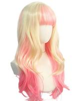 Madingi Rožiniai Šviesiai Auksiniai Ilgi Banguoti Garbanoti Plaukai Mergina Lolita Pluošto Sintetiniai Perukai Anime vakarėlio Cosplay as the picture-