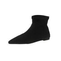 Women Pointed Toe Heels Shoes Sexy Designer Gladiator Short Boots Low Heels Mid Calf Rubber Sole Women's Botines Para Mujeres 35