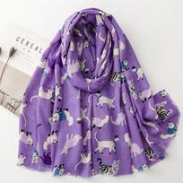 Gražus animacinių kačių rašto kutuotas viskozės šalis-šalikas moterims, merginoms, aukštos kokybės apklotas-pashmina-stole, Bufandas, musulmoniška hidžaba 180*90cm