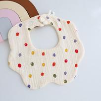 Six-Layer Cotton Gauze Baby Drool Bib and Belly Protector white