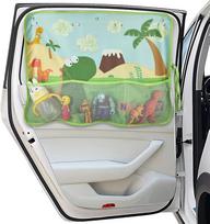 Car Dinosaur Window Shade For Baby Kids Car Sun Shade Curtain For Windows With Storage Net Pocket Sun Glare  Uv Rays Protection