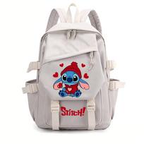 Naujas Dygsnis Lilo & Stitch Kuprinė, Didelės Talpos Studentų Kuprinė, Unisex Mokyklinė Peties Rankinė white 1