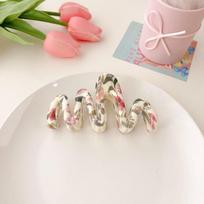 Printed Grab Clip Sweet Updo Shark Clip High-end Girl's Hair Clip and Hair Accessory 11cm wavy green leaves beige