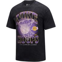 Nike X NBA Aikštės krašto Los Angeles Lakers raidės apvalia iškirpte laisvų pečių trumpomis rankovėmis vintažiniai amerikietiški marškinėliai vyriški marškinėliai juodi HQ1282-010 L