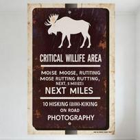 Vintage Rustic Moose Wildlife Area Metal Sign Distressed Dark Brown Outdoor Wall Decor for Home Cafe Pub, 10 Hiking Kicking on R 20x30cm（7.8x11.8inch）