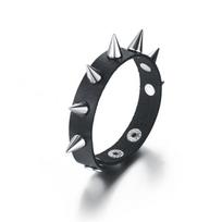 Punk Long Spike Choker Faux Leather Collar for Women Men Cool Big Rivets Studded Chocker Goth Style Necklace Accessories black&-