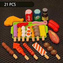 Kids Simulation Barbecue Toy Kit BBQ Cooking Pretend Engage With Kitchen Toys Interactive Grill Play Food Cookware Playset for Children