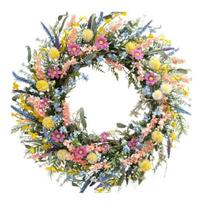 Pavasarinė gėlių girlianda priekinėms durims Dirbtinė gėlių girlianda su spalvingomis gėlėmis ir eukalipto lapais patalpoms ir laukui Namams Sodybai Pavasariui 40cm A beige