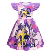 83030 Kids Girls Lily Lovebraids Print Ruffle Sleeves Casual Dress 100cm