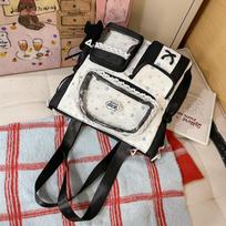 Spring new color contrasting two-piece backpack for primary and secondary school students, high-value dopamine make-up bag for high school students