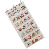 Canvas Fabric Advent Calendar with 24 Pocket Large Wall Hanging Christmas Present Bag Home Decoration Accessories 1 white