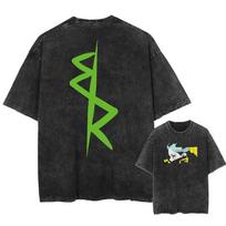 Anime Cyberpunk Rūgštiniai Marškinėliai Laisvalaikio Vintažiniai Skalbti T-shirt Trumpos Rankovės Manga Gotikiniai Medvilniniai Streetwear Viršutiniai Drabužiai Unisex Vasaros S įvairiaspalvis