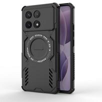 For POCO F6 Pro Mecha Heat Dissipation Four Corners Air Cushion Anti-Drop Powerful Magnetic Non-Charging Phone Case For POCO F6 Pro raudona