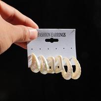 New 3/4pairs Pearl White Acrylic Circle Waterdrop Hoop Earrings for Women Twist Geometric Heart Earring Trendy Jewelry Set Gift white