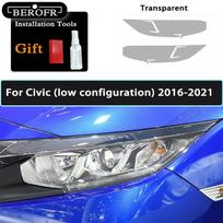 For Honda Civic 10th 2016- 19  TPU Car Headlight Film Protective Sticker Lamp Hoods Transparent Smoke Black Accessories Low T