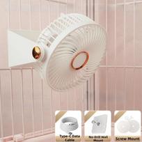 USB Powered Pet Cooling Fan Long Battery Life Adjustable Speed Cage Ventilation Fan Silent Bird Cage Fan for Guinea Pig Rabbits balta