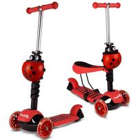 Red Ladybug 3-in-1 Kids Scooter Tricycle With Light-Up Wheels