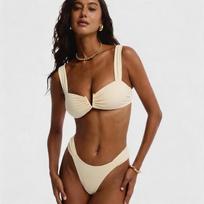 1011 seaside vacation swimsuit women ins sexy skirt bikini small breasts gather bikiniV neck design S