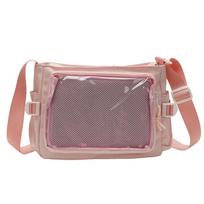 Japanese transparent shoulder canvas campus women's bag pain bag small food allowance crossbody women's bag two-dimensional make-up bag tie plate rožinė