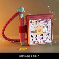 zflip7 Case flip6 cute Case with Stylus flip Cover for Samsung Galaxy Z Flip6 zflip7 Cute Funda with silicone hand strap For Samsung Z Flip7