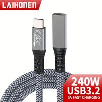 USB C extension cable 10ft 240W charging 20Gbps data transmission 4K Video USBC 3.2 Type C extension cable mobile phone etc 1m blue