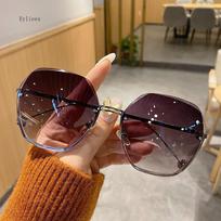 Round Sunglasses Women Brand Designer Gradient Fashion Sun Glasses Female Rimless Metal Oculos De Sol luxury designer gafas