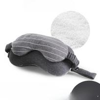Portable 2 in 1 Travel Neck Pillow and Eye Mask Combo Soft Support for Easy Comfortable Napping on Trips and Daily Rest 27x14cm gray