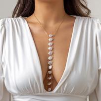 IngeSight.Z Sexy Single Row Round Pearls Bra Chest Chain Necklace for Women Simple Copper Link Chain Bikini Beach Body Jewelry