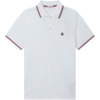Moncler FW20 Dryžuoti Polo Marškinėliai su Logotipu Vyriški Viršutiniai Drabužiai Balti G10918A7030084556001 XXL white