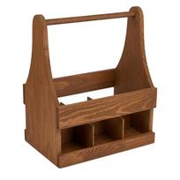 Ruda medinė dėžutė 6 buteliams 0,5 l, 24x16x29 cm