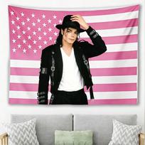 Michael J-Jackson Rožinė Amerikos Vėliava Gobelenas Pop Žvaigždės Portretas Sieninė Kabinama Gerbėjas Miegamojo Dekoras Dovana 100X70CM white