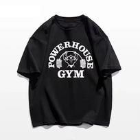 Powerhouse Gym Print Cotton T-shirt Men Women Sportswear Oversized Tshirt Short Sleeve Tee Summer Fitness T Shirts Clothes Tops S juoda