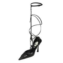 Fashion 2025 Sexy Black Pointed Toe Rome Women Shoes Cross-tied Fashion Show Women's Shoes Thin Heels Hand-made Buckle Zapato De Mujer 35