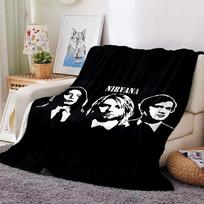 1 vnt. Nirvana Kurt Cobain minkštas šiltas pledas namams, biurui, kelionėms, visų sezonų jaukus patalynės aksesuaras, biuro jaukus aksesuaras1127 80cmx120cm(31inx47in) white