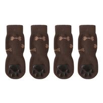 Anti-Slip Cozy Dog Socks Adjustable Band Strong Grip Noiseless Knitted Socks Anti-Scratch Cotton Dog Paw Covers Indoor XS tamsiai ruda spalva