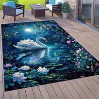 1pc Swan Pattern Area Rug Soft Flannel Floor Mat for Living Room, Bedroom and Carpet, Sofa Coffee Table Floor Mat, Machine Washable 60cm by 90cm